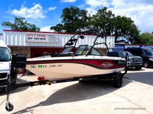Next Level Orlando Custom Audio Florida Marine Customs custom electronics boat upgrades JL Audio Fusion Electronics Shadow-Caster Marine LEDs Red Nautique marine speakers audio equipment LED lighting Central Florida