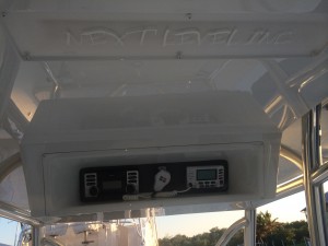 Clarion Marine Waterproof headunit and VHF radio installed in a 2014 Amaracat 27'.