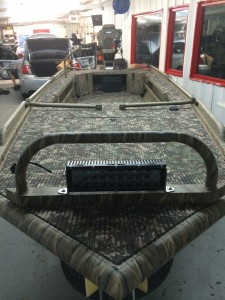 Rigid Industries 10 inch E series light bar and Seadeck installed on a Prodigy duck boat.