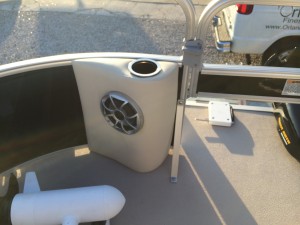 Windless anchor, Minn Kota trolling motor, and Wetsounds Audio installed in Sun Chaser Pontoon boat.