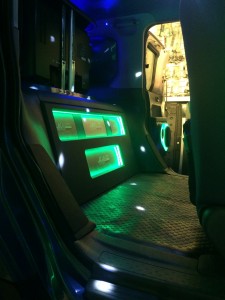 Custom RGB LED lights installed in a Honda Element mobile DJ vehicle.