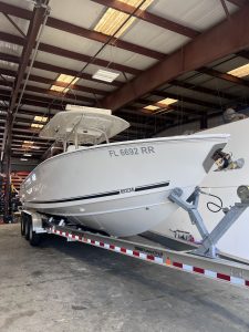 Next Level Jupiter Boat Custom Acrylic Dash JL Audio SeaDek Install Orlando Profile
