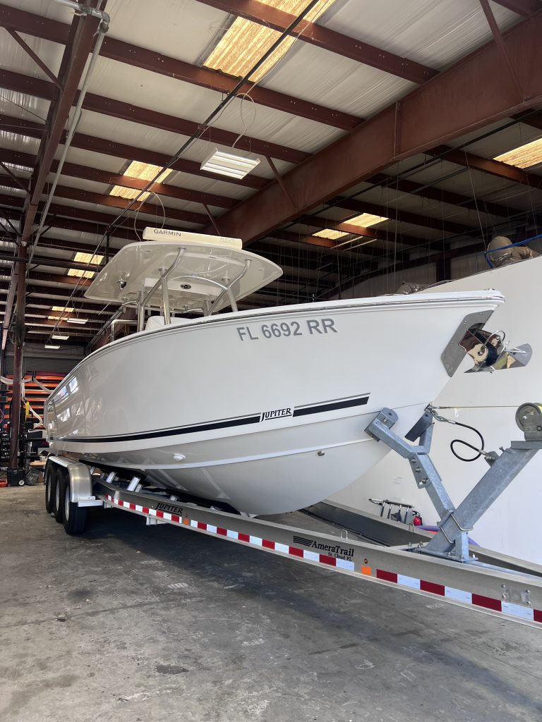 Next Level Jupiter Boat Custom Acrylic Dash JL Audio SeaDek Install Orlando Profile