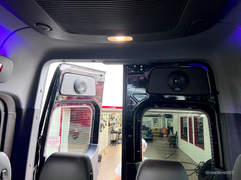 Alpine Speaker in Mercedes Benz Van, Installed by Next Level Custom Audio Orlando