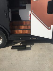 convenience step installed on armored truck Limo