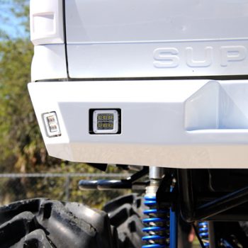4 Radiance Pod lights installed in custom rear bumper