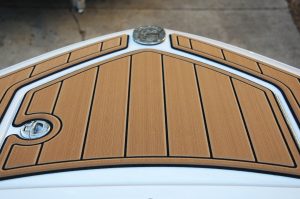 SeaDek Pad on Bow for Safe Stepping On and Off Boat
