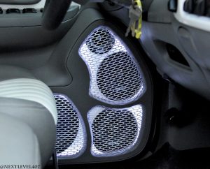 LED lit speaker grills door panel