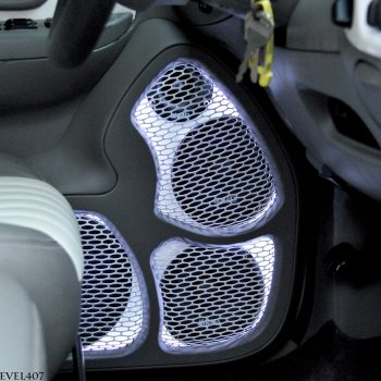 LED lit speaker grills door panel