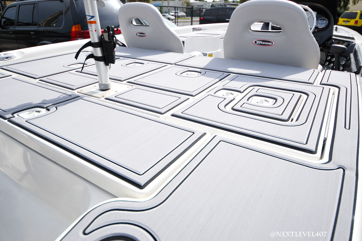Triton fishing boat gets seadek orlando custom audio