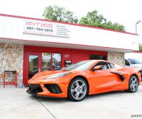 Orange-Corvette-K40-Speed-Trap-Sensor-Custom-Install-Next-Level-Front-Bumper-Store-Driver-Side-Full-Profile