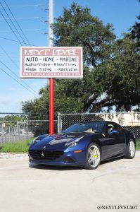 Blue-Ferrari-California-convertible-hardtop-roof-4K-dash-camera-custom-install-360-view-Next-Level-Inc-Orlando-Florida-store-front-Portriat-2