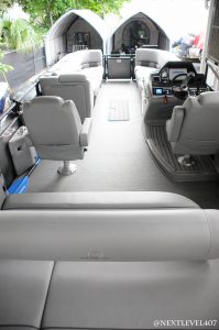 top view of the inside of a regency pontoon boat