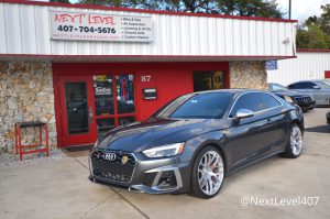 Audi S5 upgraded with new wheels and tires by Next Level Orlando.