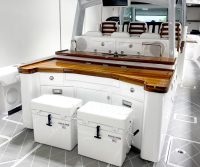 Next Level Orlando shows a center console yacht that has been upgraded with storm gray SeaDek covering, which prevents slips and falls on your boat.