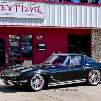 Corvette Sting Ray in front of shop. Next Level Customs. Next Level Inc. Orlando Custom Audio.