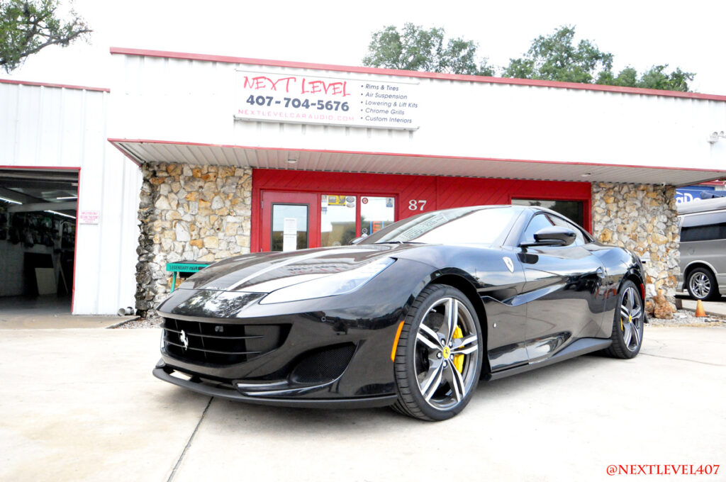 Next Level Black Ferrari Alpine Amp Stereo K40 Install Store Front Orlando